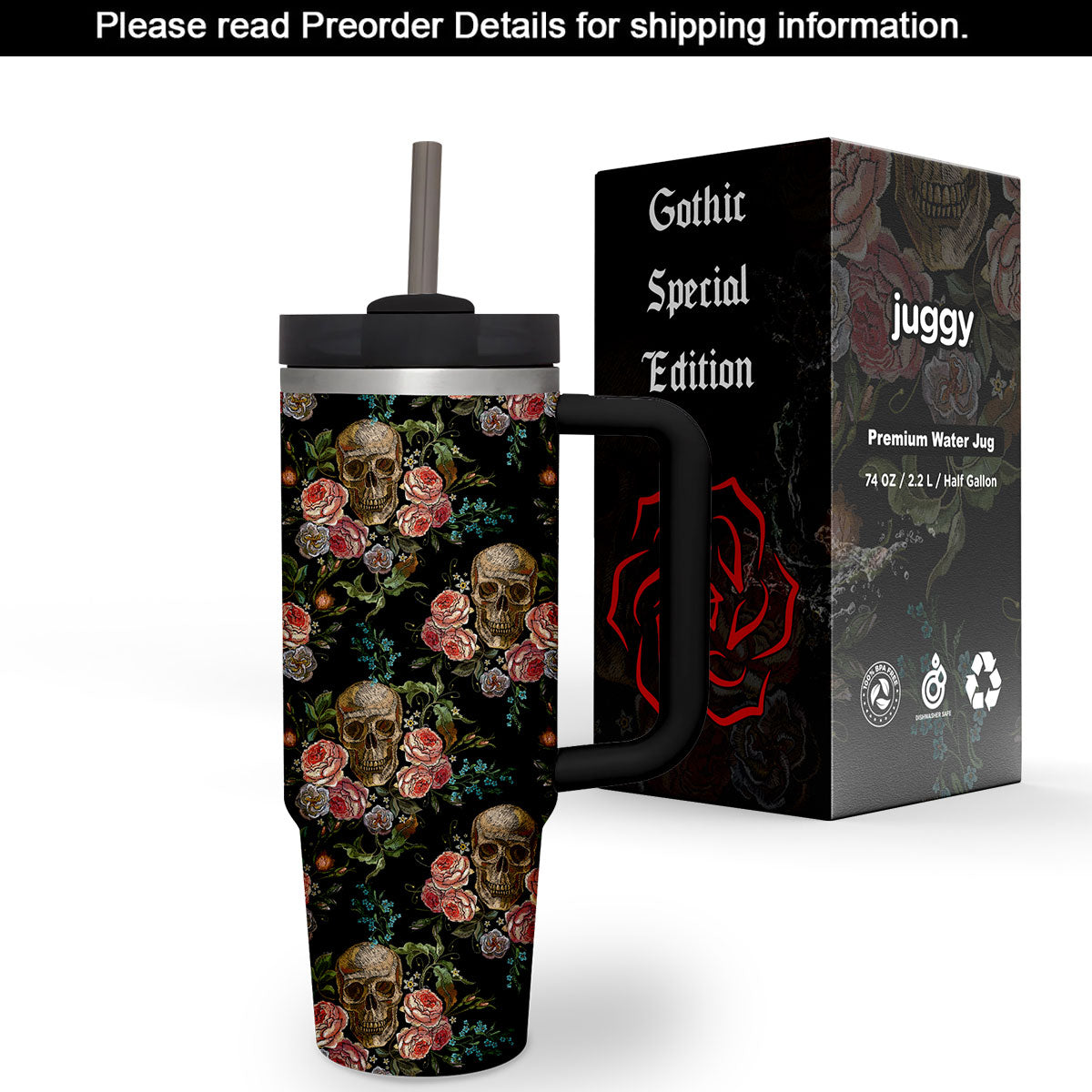 Skull Tumbler with Lid and Straw Goth Tumbler Skull Coffee Mug, 20 oz  Halloween Gothic Tumbler Water bottle Cup , Goth Travel Mugs, Skull Decor  Gifts