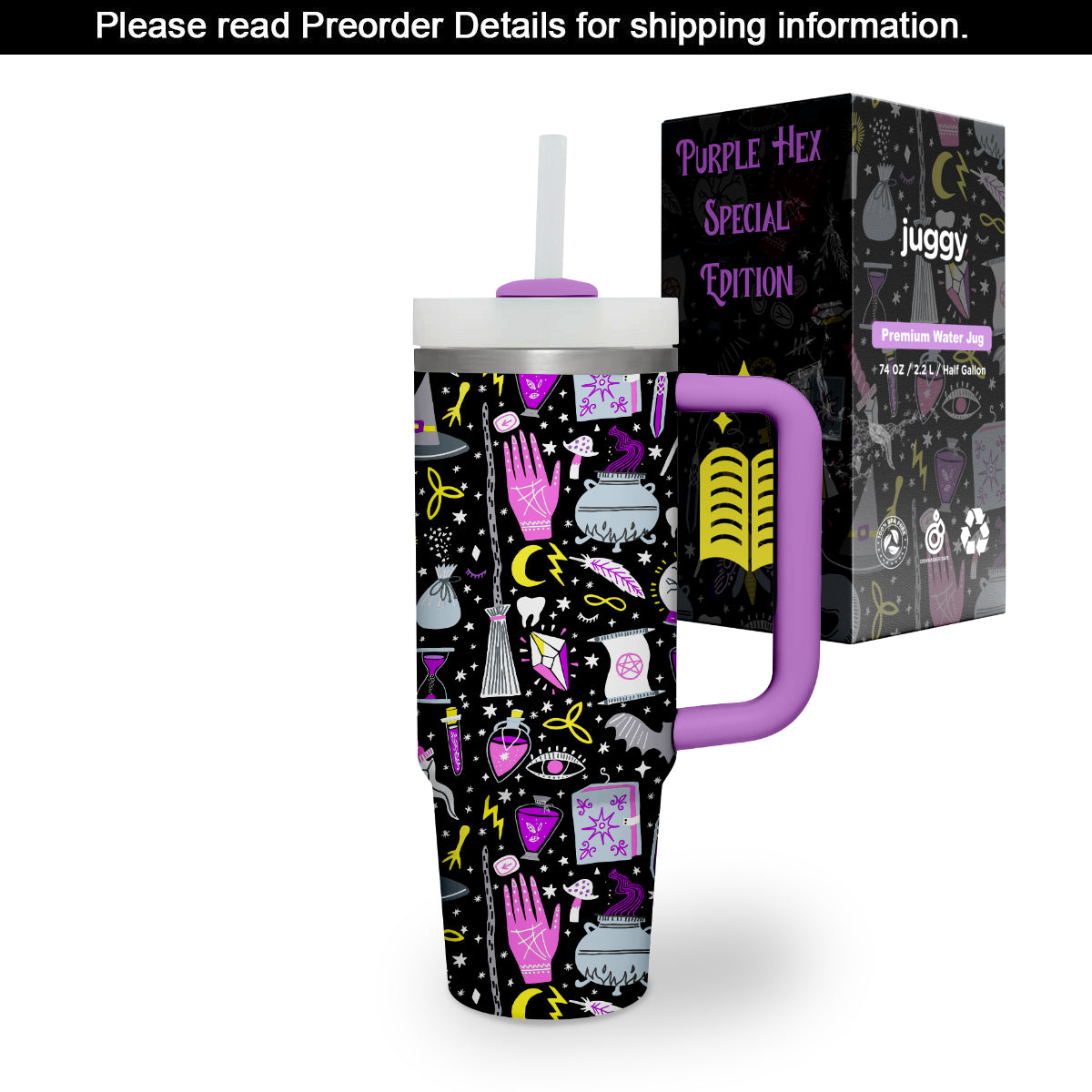 40oz Purple Tumbler with Handle – Puzzle Tumblers