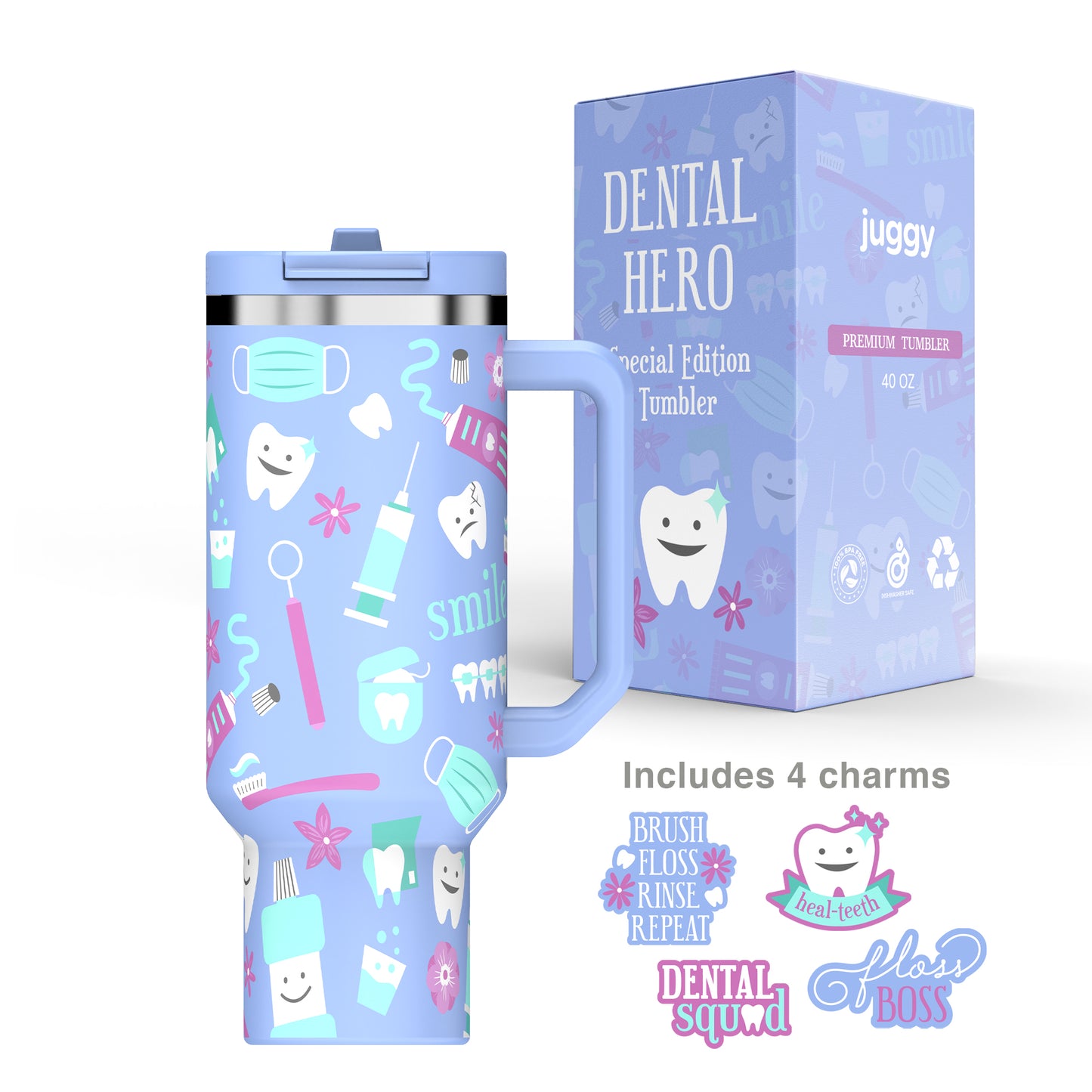 Dental Hero 40oz DuoLid Tumbler With Charms - PREORDER