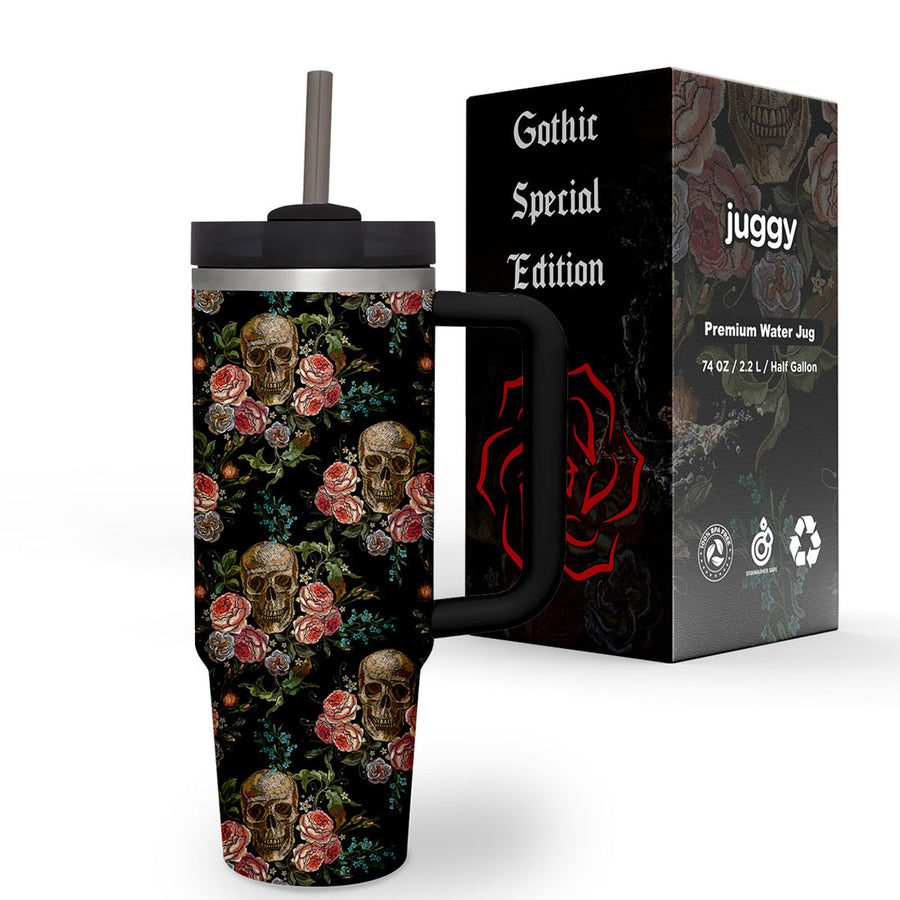 40oz Halloween Skull Series Tumbler With Lid And Straw, Portable Drink